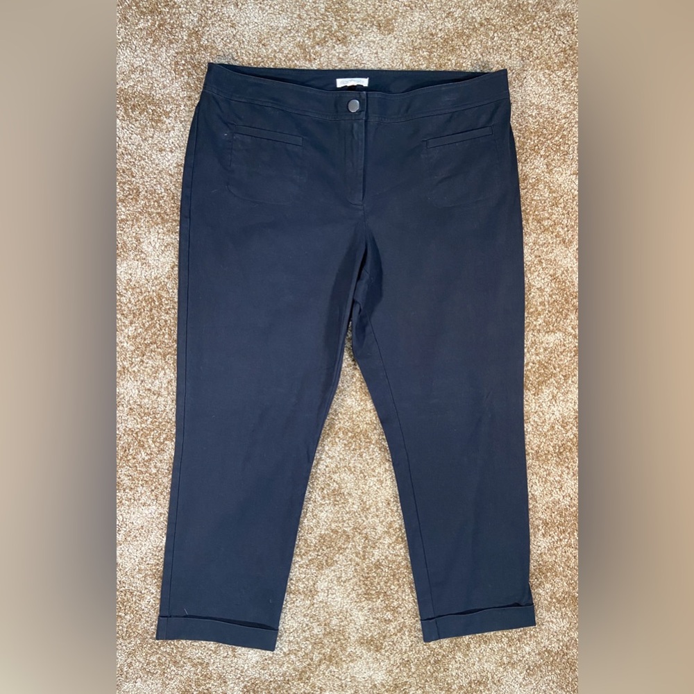 Eileen Fisher Ankle Pants Womens M Black Stretch Slim Crop Career Minimalist